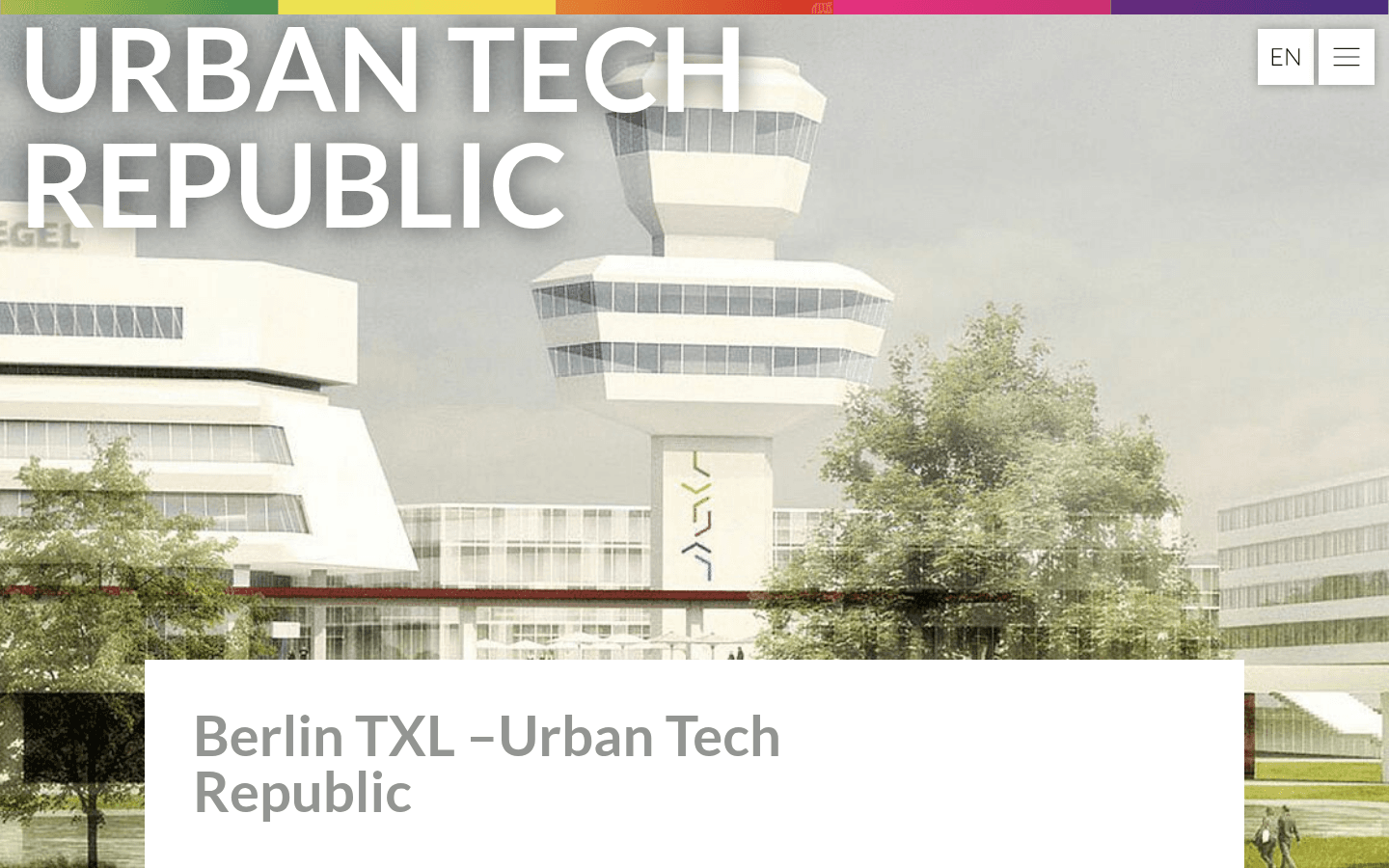Projektseite der Berlin TXL Management GmbH (ehemals Tegel Projekt GmbH) mit Kennzahlen und Kontaktdaten zur Urban Tech Repub