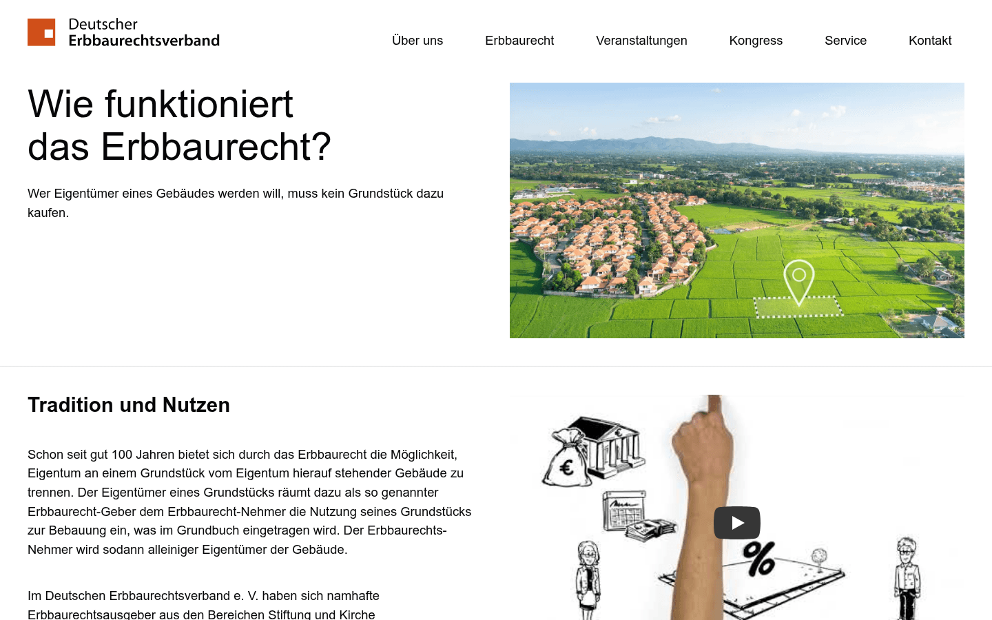 Offizielle Seite des Deutschen Erbbaurechtsverbands zum Erbbau-Prinzip mit Erklärung von Erbbauzins und Vertragspraxis