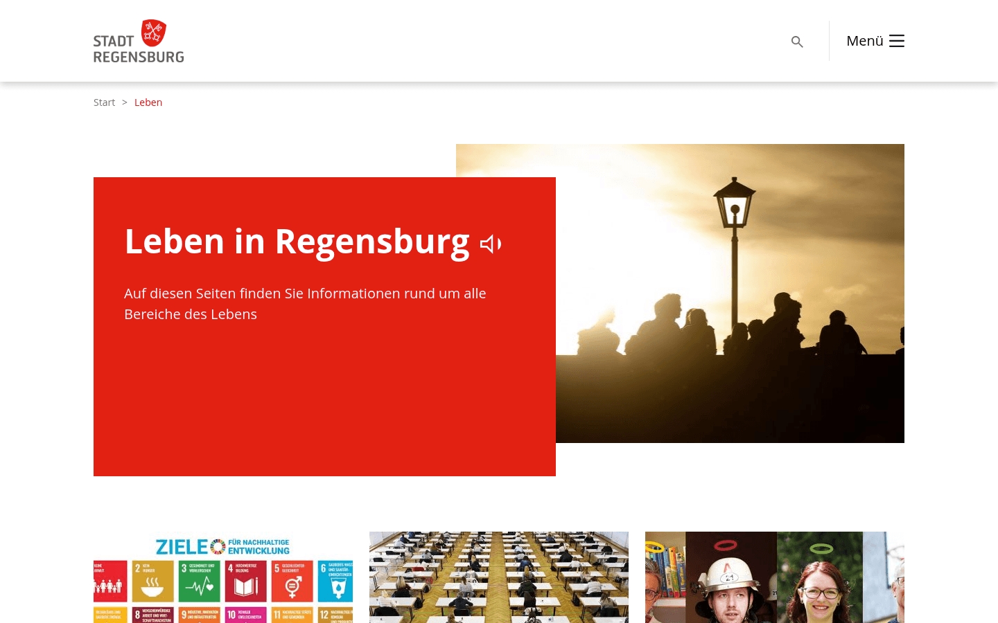 Mietspiegel-Tabelle der Stadt Regensburg auf der amtlichen Seite Wohnen in Regensburg