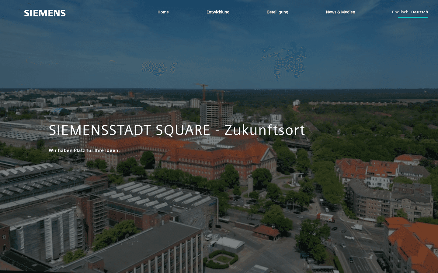 Offizielle Projektwebsite von Siemensstadt Square mit Masterplan-Visualisierung des neuen Stadtquartiers in Berlin-Spandau