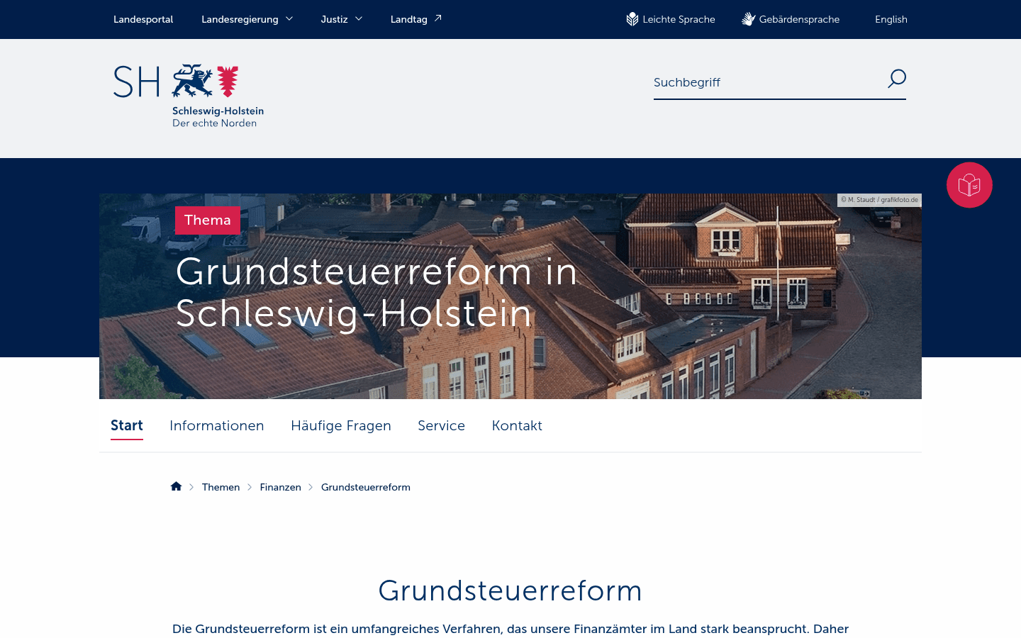 Amtliche Erläuterungsseite des Landes Schleswig-Holstein zum Grundsteuerwert- und Grundsteuermessbescheid mit Musterbescheid