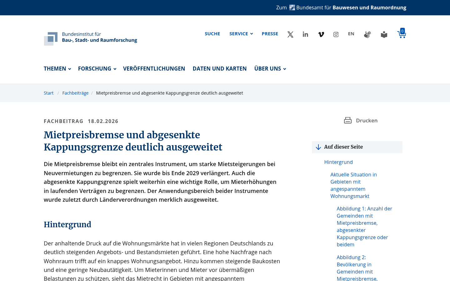 BBSR-Auswertung zur Mietpreisbremse und abgesenkten Kappungsgrenze mit bundesweiter Gemeindeübersicht der Verordnungsgebiete