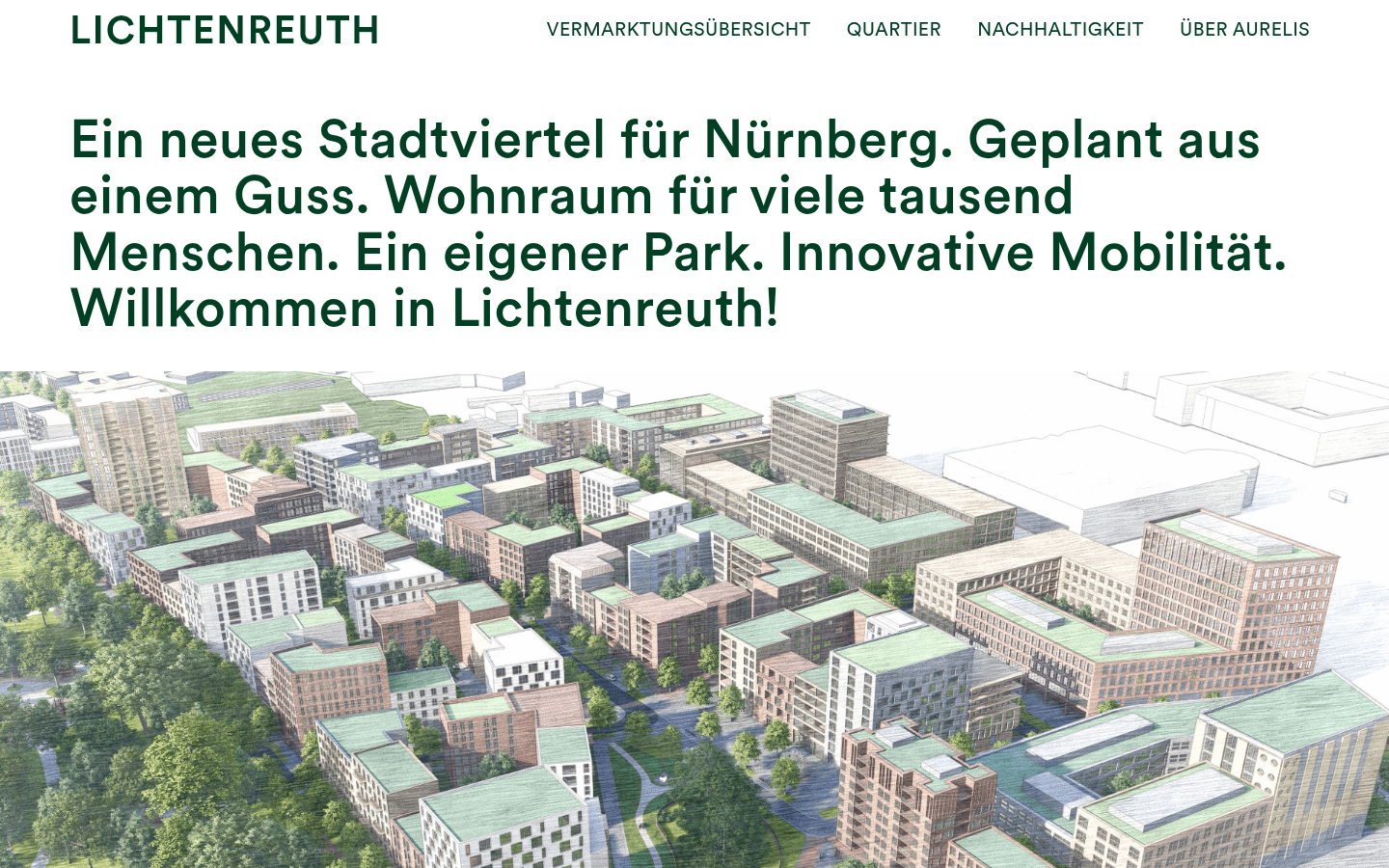 Startseite der offiziellen Projektwebsite lichtenreuth.de mit Quartiersvisualisierung und Modulübersicht